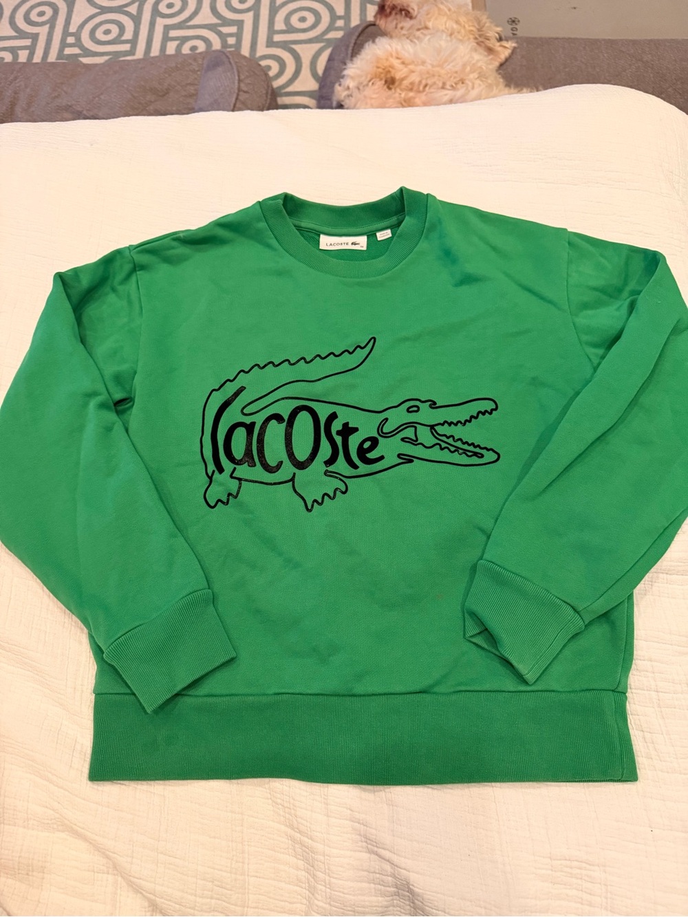 Lacoste Green Crewneck Sweatshirt with Black Crocodile Graphic